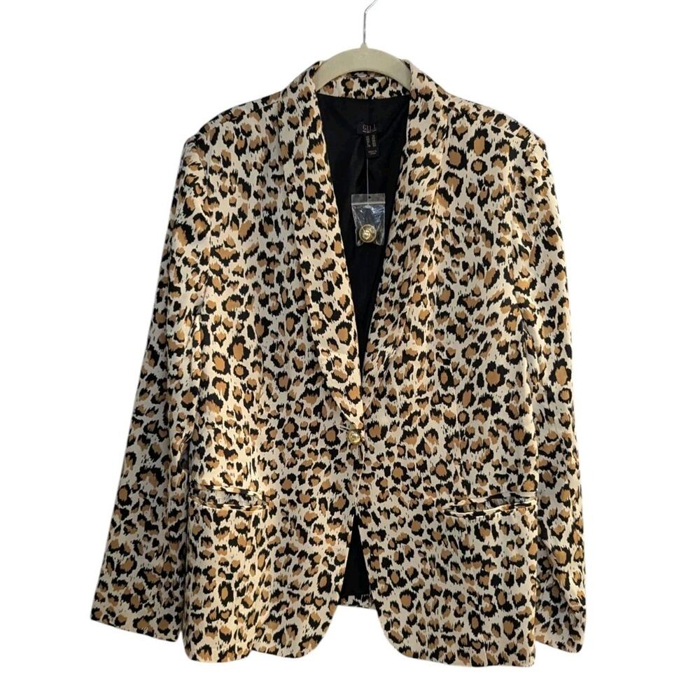 G.I.L.I. Leopard Print Blazer Women's Plus Size 16 O